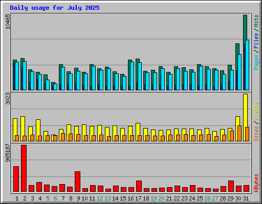 Daily usage for July 2025